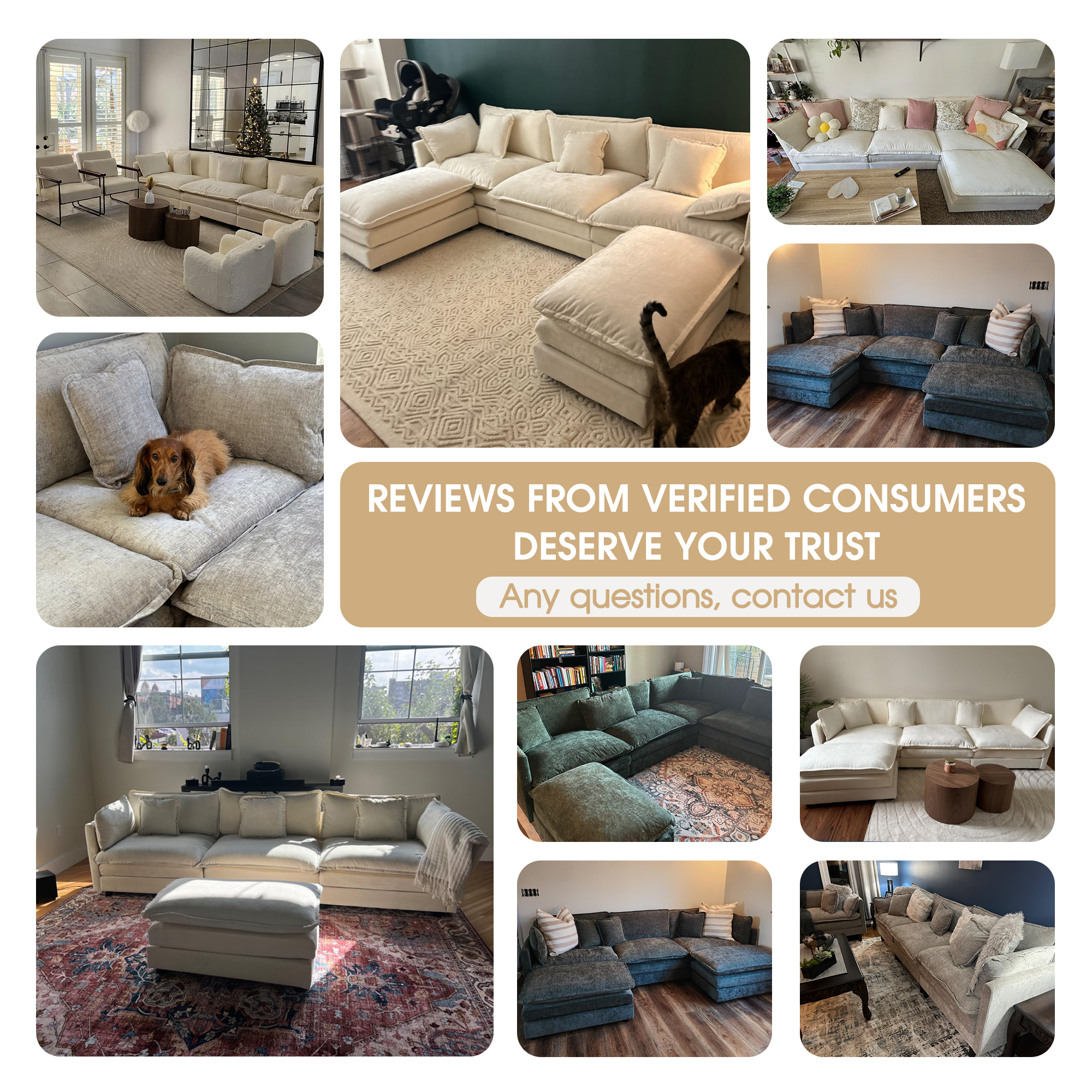 BedLuxury 76.7 in Cloud Chenille Loveseat Sofa, Beige photo 6