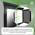 thumbnail image 4 of Renovator's Supply Black Hardwood Corner Wall Mount Medicine Cabinet with Recessed Mirror, 4 of 15