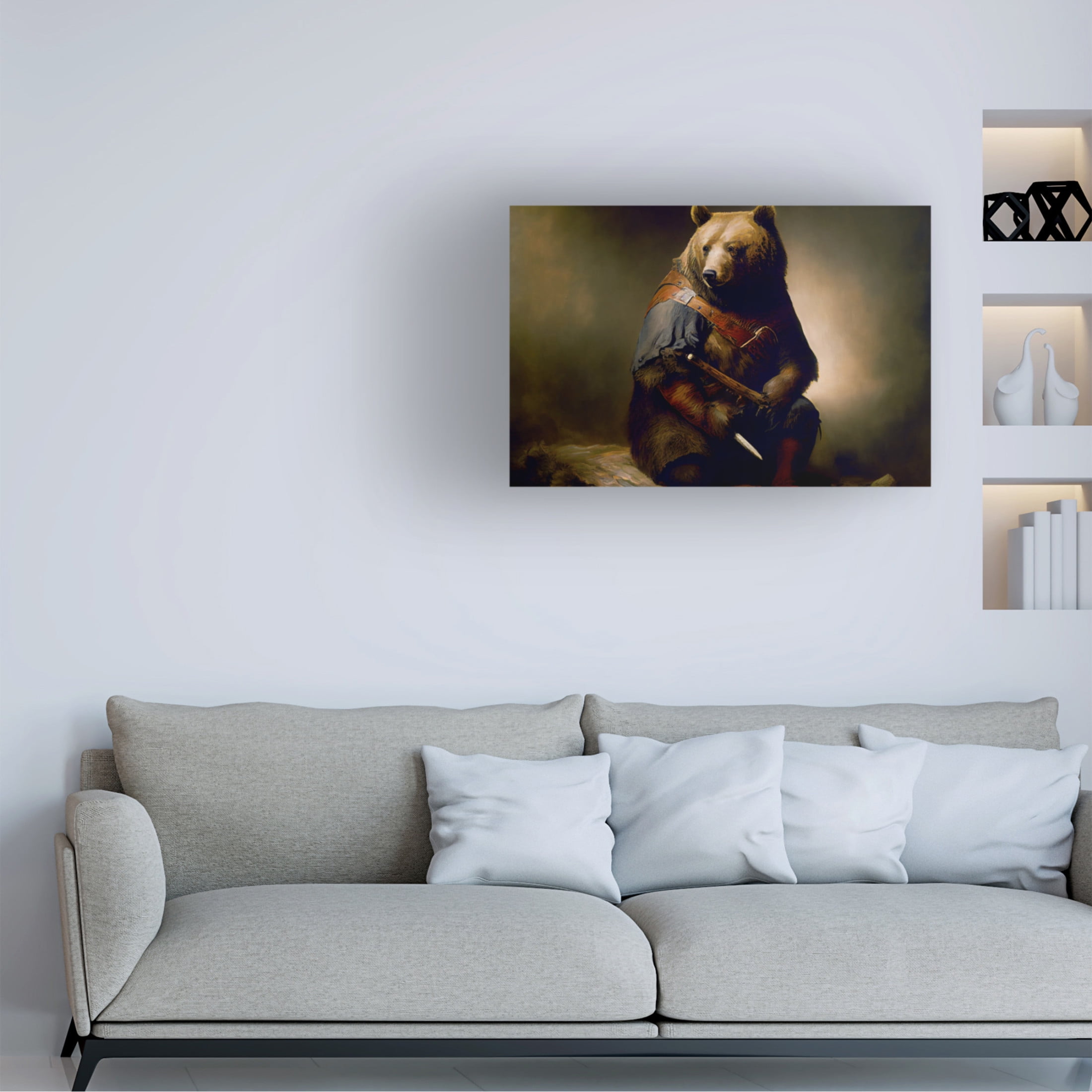 Canvas Wall Art - Sasha 'Warrior Bear I' Wall Art for Living Room, Bedroom, or Office Décor by Trademark Fine Art - 24 x 16 Inches