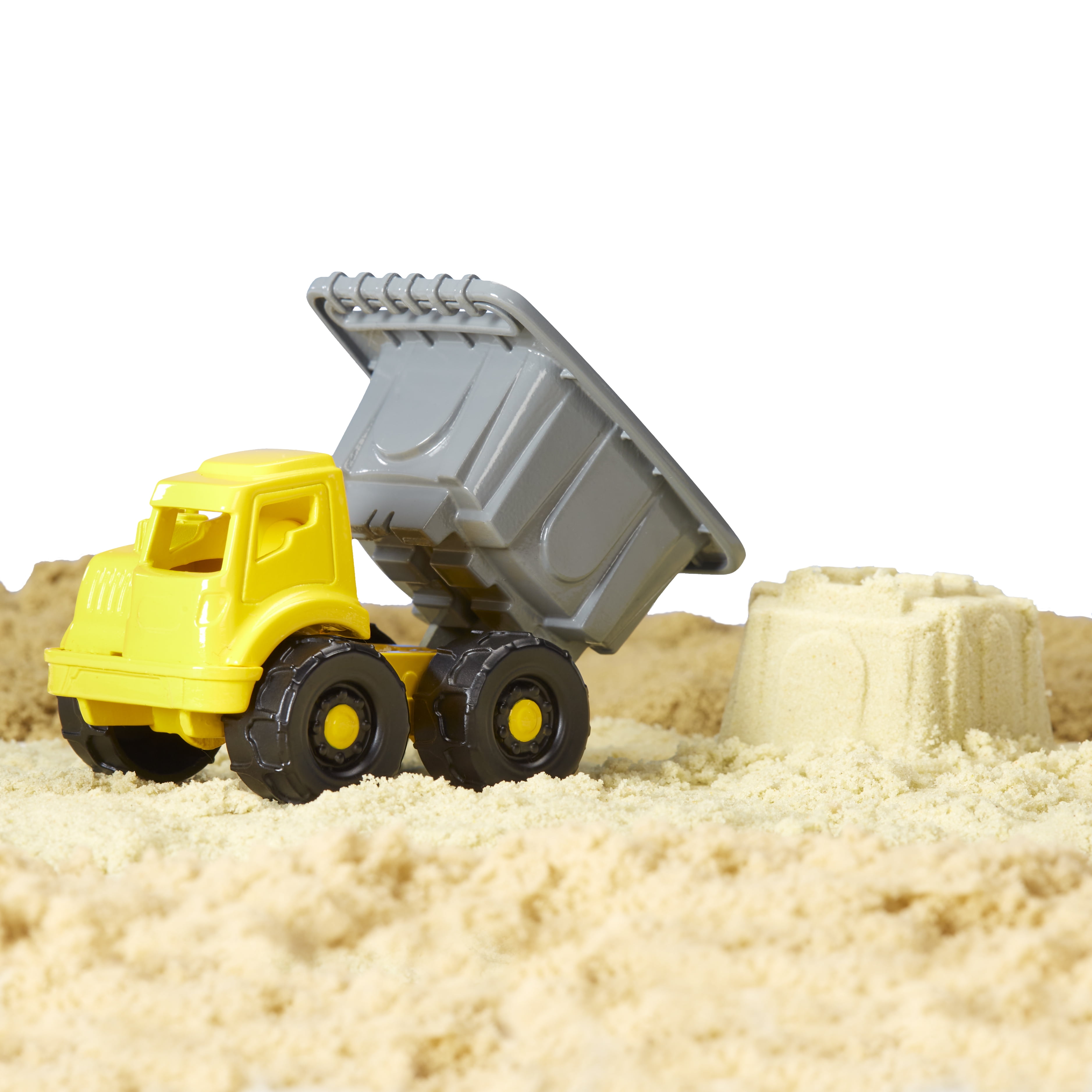 Wonder Factory Never Dry Sand Construction Trucks - Light Brown + Dump Truck - Never Dries Out and Gluten Free, 3+ - Styles May Vary
