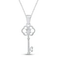 thumbnail image 3 of AFFY Round Shape White Natural Diamond Accent Key Pendant Necklace 14k Solid White Gold, 3 of 5