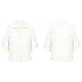 thumbnail image 4 of Tops for Women 3/4 Sleeve Collared Women Solid Western Linen Cotton Button Down Tiered Ruffle Blouse, 4 of 7