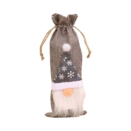 

Christmas Swedish Gnome for Doll Red Wine Champagne Bottle Cover Bags Table Deco