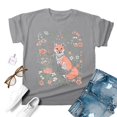 thumbnail image 4 of Lkhaha Womens Fashion Tees Tops Casual Short Sleeve Loose Round Neck Printed Soft Breathable Layer Clothes Light Gray 2XL, 4 of 4