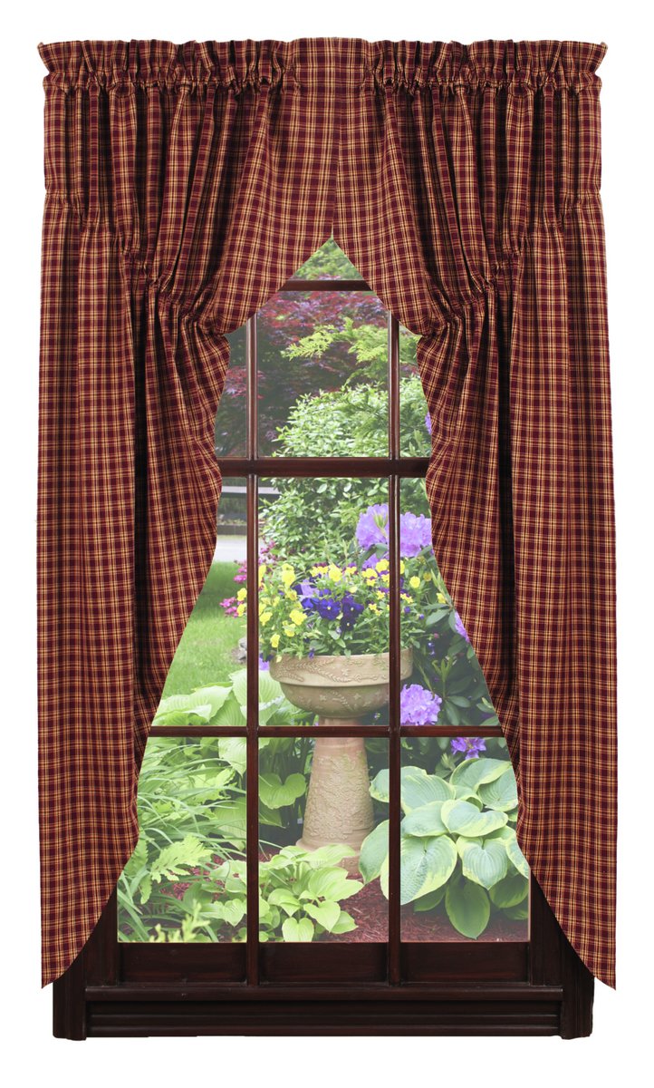 Pinecone Swag Set Window Curtains Pair 72x36 total 2 inch rod pocket