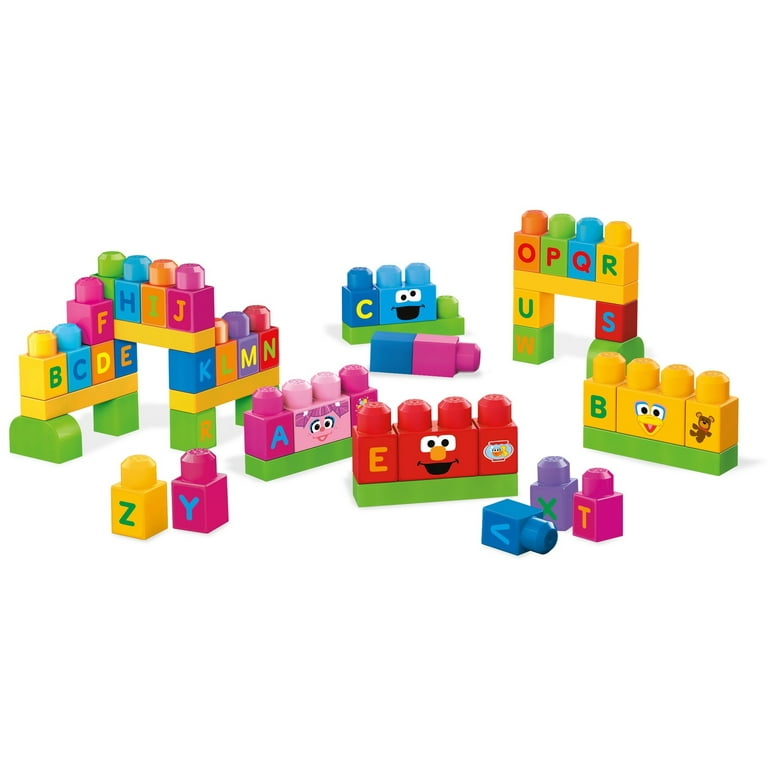 Mega Bloks Sesame Street Let's Build Sesame Street FMB08, Building Toys for Toddlers (70 Pieces)