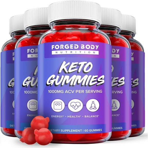 (5 Pack) Forged Body Keto ACV Gummies -Apple Cider Vinegar Supplement for Weight Loss - Energy & Focus Boosting Dietary Supplements for Weight Management & Metabolism - Fat Burn - 300 Gummies