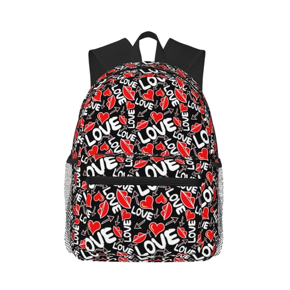 Defioc Graffiti Valentine Day Pattern Laptop Backpack for Men and Women,Casual Backpack Dayback Sports Bookbag for Travel Running Hiking