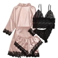 thumbnail image 3 of Conjunto de cuatro piezas de lencería sexy de Europa y Estados Unidos, pijama de talla grande, camisola sexy de encaje para mujer, 3 of 5