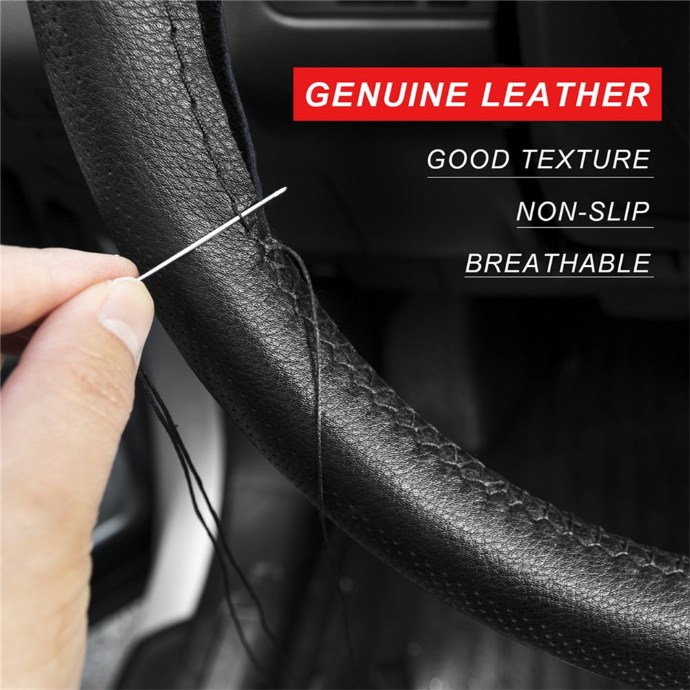 Coprivolante In Pelle Auto Universale 38cm (15") - Fai Da Te, Antiscivolo, Traspirante - JONJEA