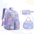 thumbnail image 2 of Women’s 3-Piece Blue Tie Dye Laptop Backpack Set, 15.6" Computer Bag with Lunch Box & Pencil Case, Water Resistant School Travel Pack for College & Work, 2 of 3