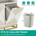 thumbnail image 5 of Condemo Double Tilt Out Trash Cabinet, Modern 20 Gallon Recycling Trash Bin Cabinets, Storage Cabinet for Kitchen, Laundry, White and Gold, 5 of 7