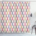 thumbnail image 1 of Geometric Forest Shower Curtain, Colorful Christmas Trees with Snowflake Pattern on Off White Background, Fabric Bathroom Set with Hooks, 69W X 84L Inches Extra Long, Multicolor, by Ambesonne, 1 of 3