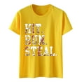 thumbnail image 4 of Tittly T Shirts for Women Graphic Tees Hit Run Steal Women's Letter Baseball Print Round Neck Short Sleeve T Shirt Top Tshirts Shirts Womens Tops Yellow 3XL, 4 of 4