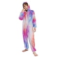 thumbnail image 5 of Soft Big Kids Onesie Pajamas Cozy Loose-Fit Jumpsuits for kids with Pockets for Christmas Lounge & Play Pink and Blue Tie-dye Pattern, 5 of 8