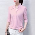 thumbnail image 4 of Blusas de mujer con cuello en V, color sólido, primavera otoño, elegantes, ropa de calle, camisas casuales de manga larga para mujer, blusas holgadas para mujer, 4 of 5