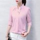 thumbnail image 4 of Blusas de mujer con cuello en V, color sólido, primavera otoño, elegantes, ropa de calle, camisas casuales de manga larga para mujer, blusas holgadas para mujer, 4 of 5