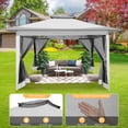 thumbnail image 3 of COBIZI 12x12 Outdoor Gazebo Pop Up Gazebo Canopy with Mosquito Netting Patio Tent Backyard Canopy with 2-Tiered Vented Top 3 Adjustable Height, Gray, 3 of 14