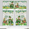 thumbnail image 1 of Curtain Set, 3 Piece St Patricks Day Kitchen Decor, Green Gnome Farmhouse Design, 36'''' Short Window Curtains with Valances, 1 of 5