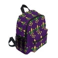 thumbnail image 2 of FORMRS School Backpack with Front Zippered Pocket 12" Student Travel Daypack, Gold and Green Floral Pattern, 2 of 6
