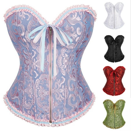 Dazajoo Women s Floral Lace Trim Corset Boned Plus Size Overbust Waist Training Corset Bustier Shaper Top 2024 Off Shoulder V Neck Tight Shaping for Women Prime Today White L