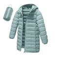 thumbnail image 2 of NAISIBABY Kids Girls Quilted Jacket, Zip Up Solid Mid Length Lightweight Winter Thicken Coat with Pockets Green 6T, 2 of 8