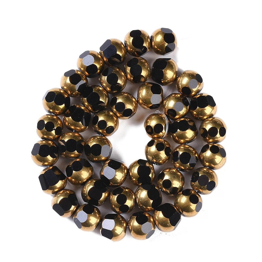 Electroplate Glass Beads Strands Full Plated Faceted Round Black 7x8mm Hole: 1.5mm about 42pcs/strand 12.20''(31cm)