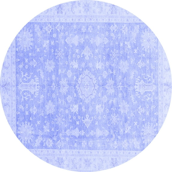 Ahgly Company Indoor Round Oriental Blue Modern Area Rugs, 7' Round