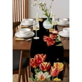 thumbnail image 4 of ERUNPONLY Luxury Tulip Floral Table Runner - 70 Inch Long Farmhouse Vintage Botanical Flowers Cotton and Linen Blended Dress Scarves Farmhouse Table Runner for Kitchen Dining, Coffee Table, 13"x70", 4 of 8