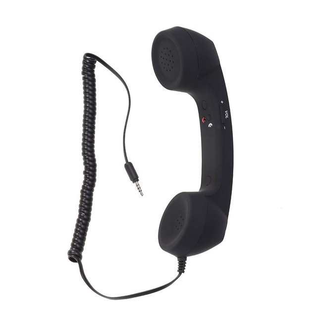 3.5mm Universal Retro Telephone Handset Radiation-proof Adjustable Tone Cell Phone Receiver For Phone(black)Black22*6.5*6cm