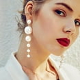thumbnail image 2 of Besufy Women Long Faux Pearl Dangle Stud Earrings Statement Party, 2 of 8