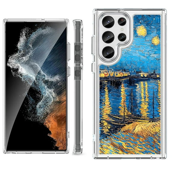 Shockproof Bumper Phone Case for Samsung Galaxy S23 Ultra 5G, by OneToughShield ® - Starry Night Rhone