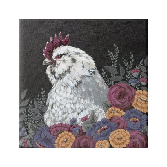 Stupell Industries Hen & Country Florals Animals & Insects Painting Gallery Wrapped Canvas Art Print Wall Art, 17 x 17
