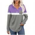 thumbnail image 2 of Maplenight Womens Collared Golf Shirts Long Sleeve V-Neck Button Down Shirts Color Block Business Casual Tops with Pocket, 2 of 6