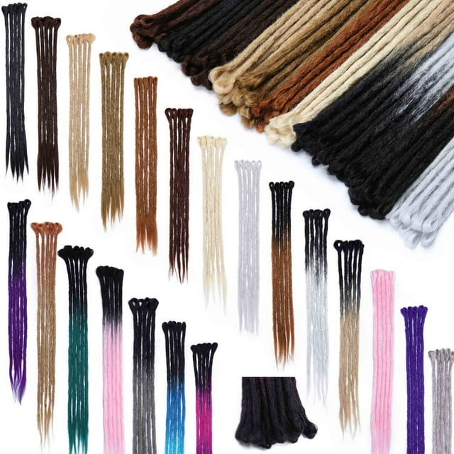 Dreadlock Extension Ombre pour Hip-Hop Synthétique Résistant à la Chaleur Crochet Tressage Cheveux à la Main Extension Twist Tressage pour les Femmes Gris Argenté 20"