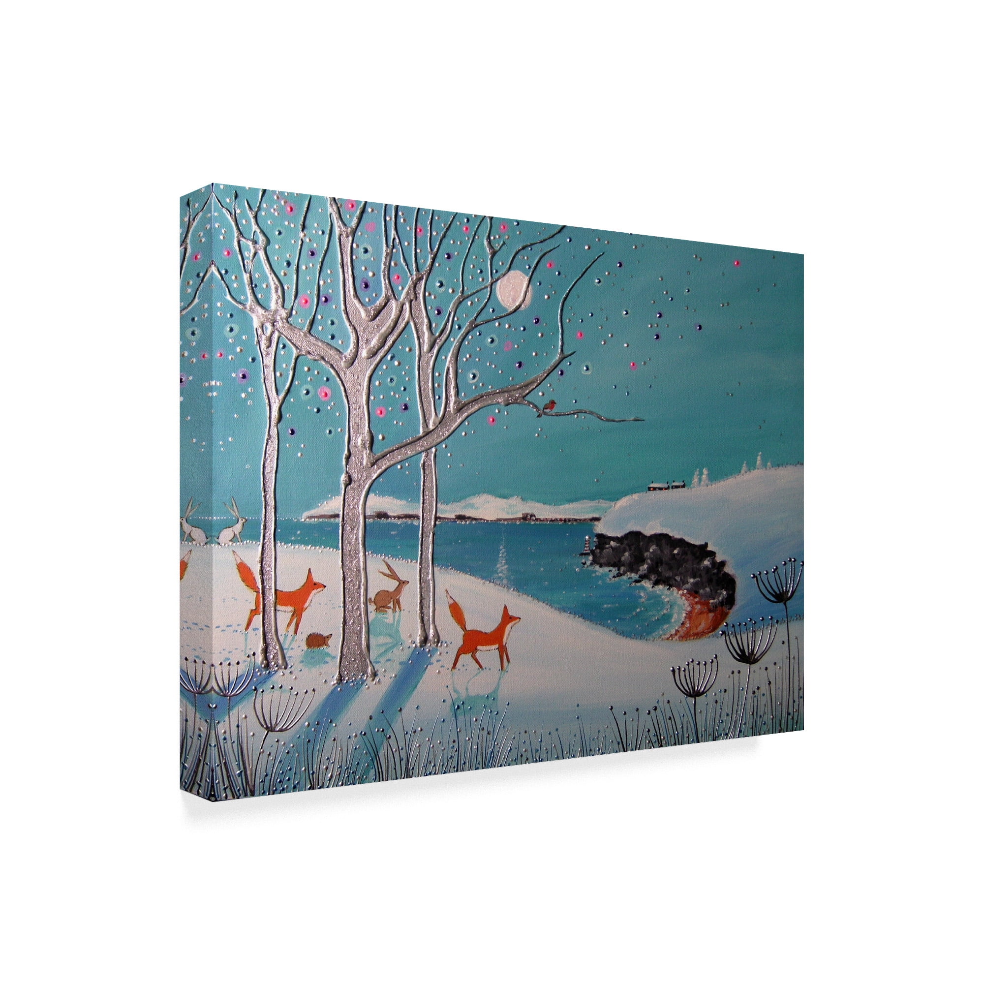 Trademark Fine Art 'Winter Foxes Orange' Canvas Art by Angie Livingstone