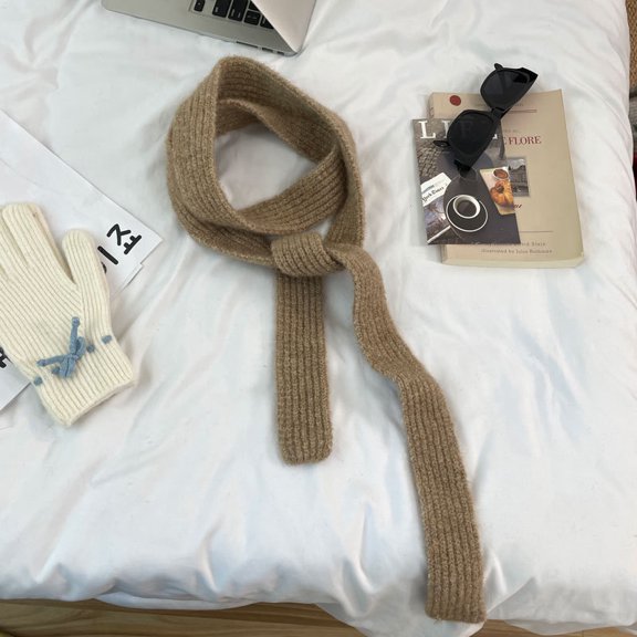 Nvzi-a Stripe Scarf for Women Skinny Scarf Y2k Neckerchief Fashion Scarves Knitted Womens Scarf Accessory Fall Winter，Khaki