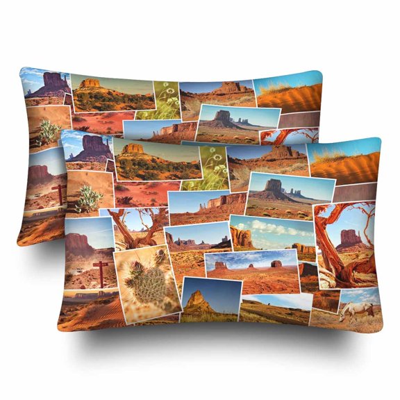 MKHERT Arizona Usa Monument Valley Collage Pillowcase Pillow Protector Cushion Cover 20x30 inch,Set of 2