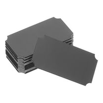 Uxcell 12 Pcs Blank Name Plates, 1.6 x 0.9" Engraved Metal Name Plate Laser Strong Adhesive Nameplate Stainless Steel Custom Blank Plates for Signs DIY Crafts, Black Notched Corner