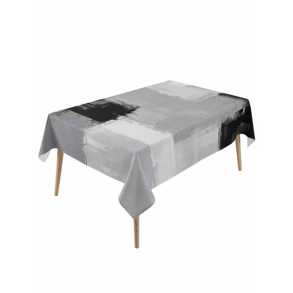 Black Grey Table Cloth, Waterproof Tablecloth for Rectangle Tables, Abstract Geometric Color Block Oil Painting Reusable Washable Fabric Table Cover for Restaurant Kitchen Dining Tables 54"x108"