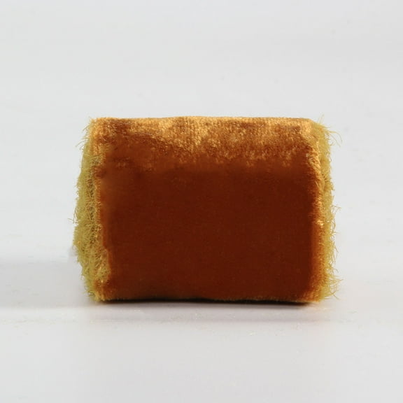 ERDOUY 6 Yards 1 Roll Vintage Christmas Silk Velvet Ribbon, Raw Edge Fringe Style for Wreath Wrapping & Floral Bouquets, Brown