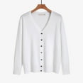 thumbnail image 2 of ManxiVoo Ladies Buttoned Cardigan Sweater in Mercerized Cotton with Loose Fit for Versatile Layering and Comfortable Style XL Size White, 2 of 8