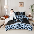 thumbnail image 4 of Castle Fairy Black Blue Bow Knot Twin Comforter Sets,Cheetah Print Bedding Set, 4 of 8