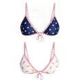 thumbnail image 2 of Women's Hot Dog Reversible Bikini Set, 2-Piece Triangle Halter String High Cut Thong Reversible Bathing Suits, Flip from White Hot Dog Print to Blue Starry Sky (Top & Panties, XXS), 2 of 10