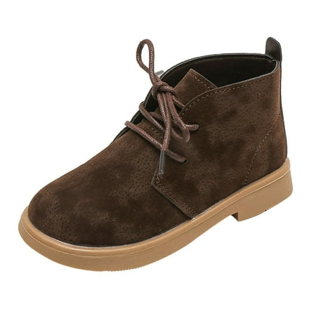 

Fsqjgq Chukka Boots Size 5 Fashion Autumn Boys and Girls Boots Low Heel Non Slip Round Toe Solid Color Lace Comfortable Simple Style High Heels Boots for Teens Girls Pu Brown 24