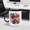 thumbnail image 2 of Patriotic Yorkshire Terrier Celebrates 4th of July 11oz Accent Two-tone Mug Yorkie Dog Lover Gifts Coffee Tea Cup - 02009, 2 of 5