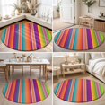 thumbnail image 4 of Round Area Rugs 6Ft, Mexican Style Non-Slip Washable Circle Rugs Carpet, Colorful Mexico Stripes Orange Purple Indoor Outdoor Rug Floor Mats Throw Runner for Bedroom Living Room Bathroom, 4 of 8