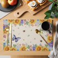 thumbnail image 2 of Watercolor Flowers Placemats Set of 4, Spring Sunflowers Daisy Butterflies Beige Placemats for Dining Table, Place Mats for Kitchen Tabletop, Waterproof Wipeable Dining Table Mats Set, 2 of 9