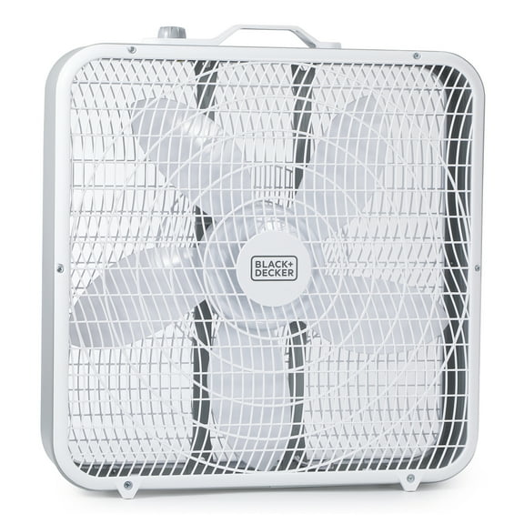 BLACK DECKER BFB20SW 20-In. 3-Speed Portable Box Fan with Carrying Handle and Recessed Cord Storage, White
