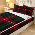thumbnail image 3 of Manfei Rustic Check Zipper Twin Comforter Sets with Fitted Sheet and 2 Pillowcases,Vintage Plaid Zipper Bedding Set,Red Green Brown,Reversible,4pcs, 3 of 8